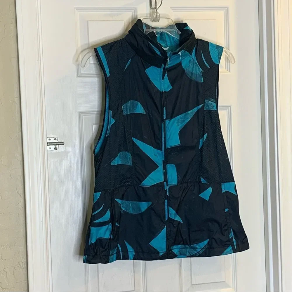Lululemon Pack-It Vest Back Spin Stroke Peacock Blue Black Size 12